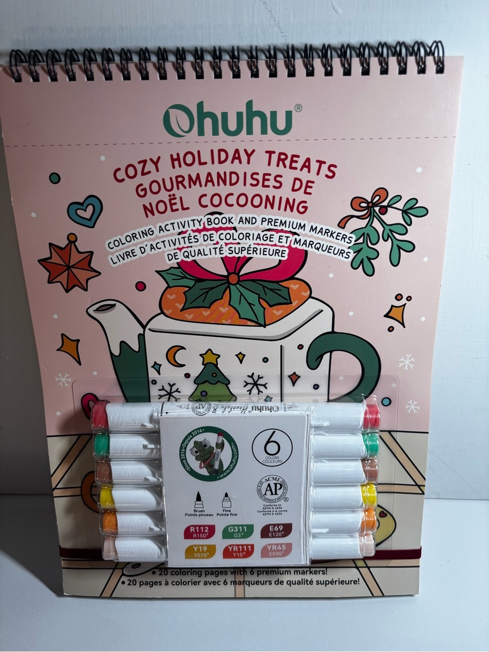 Ohuhu Cozy Holiday Treats Coloring Activity Book with Markers
